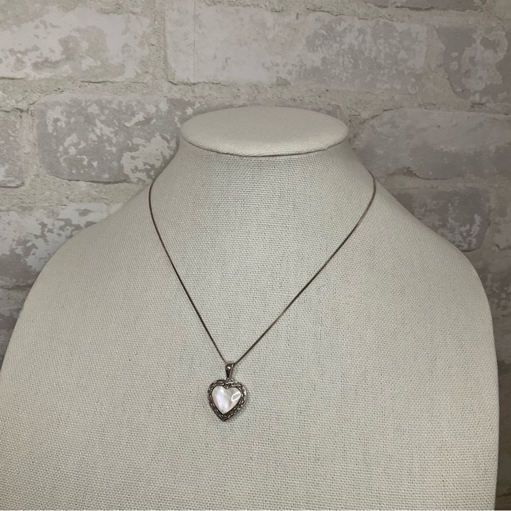 Sterling Silver Filigree & Pink Shell Dual Sided Pendant Necklace NWT